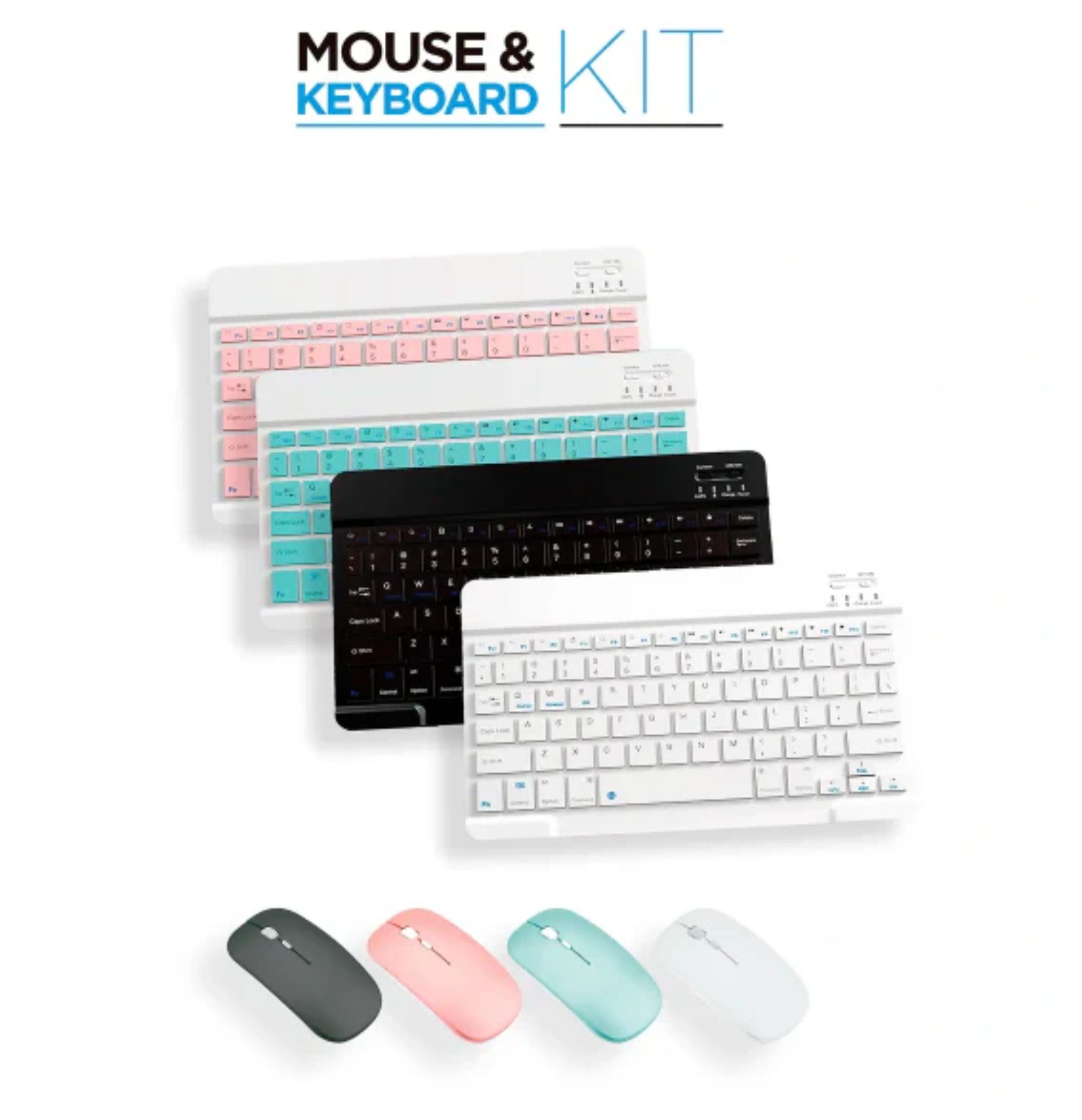 Kit Teclado Bluetooth Recargable + Mouse Bluetooth