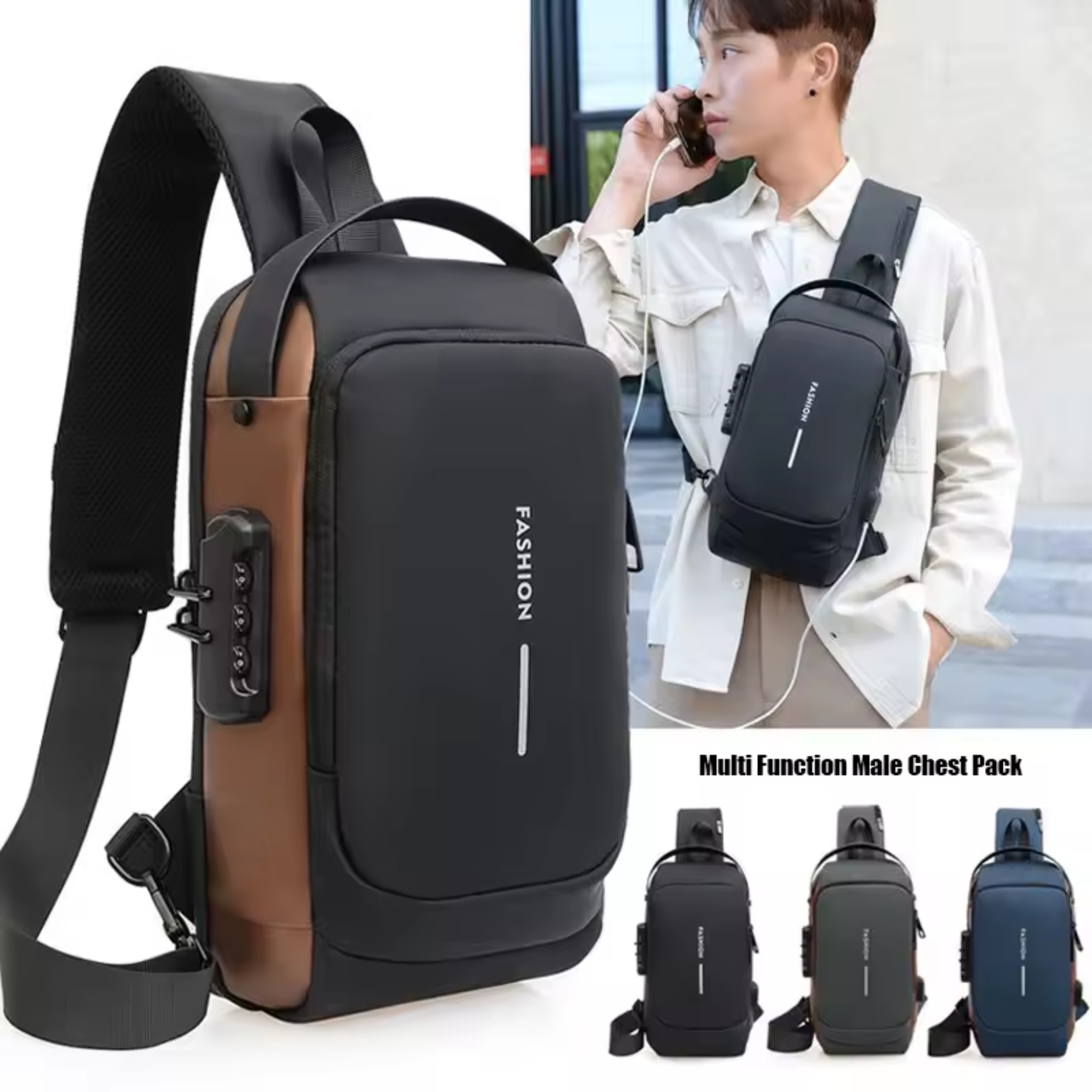 Mochila Antirrobo Impermeable con Cierre de Seguridad y USB