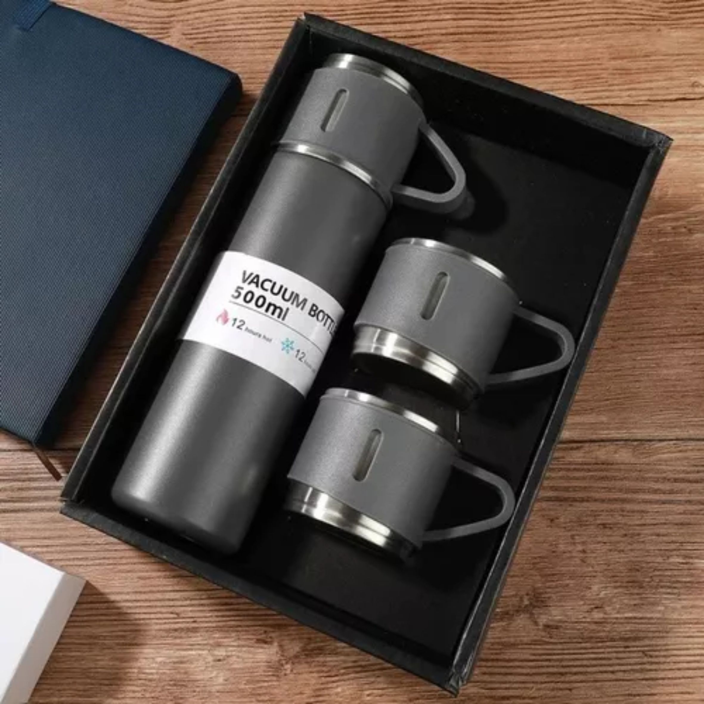 Set Térmico 500mL + 3 Tazas |Mantén tu Bebida Caliente