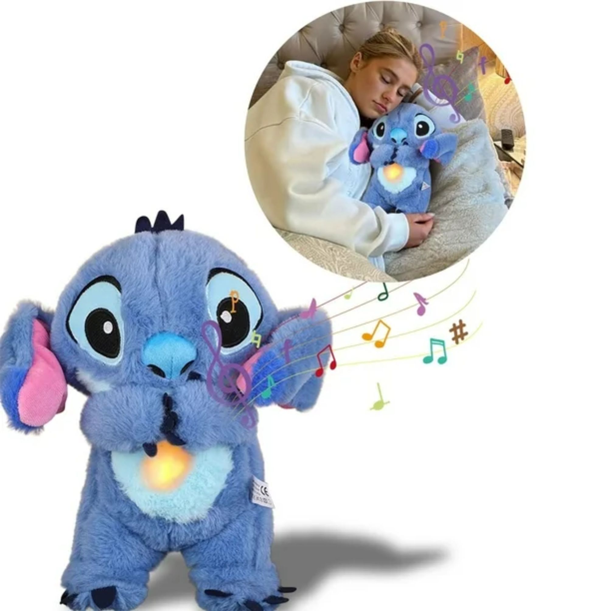 Abrazo de Stitch – Peluche Interactivo Antiestrés, Luz, Sonido y Respiración